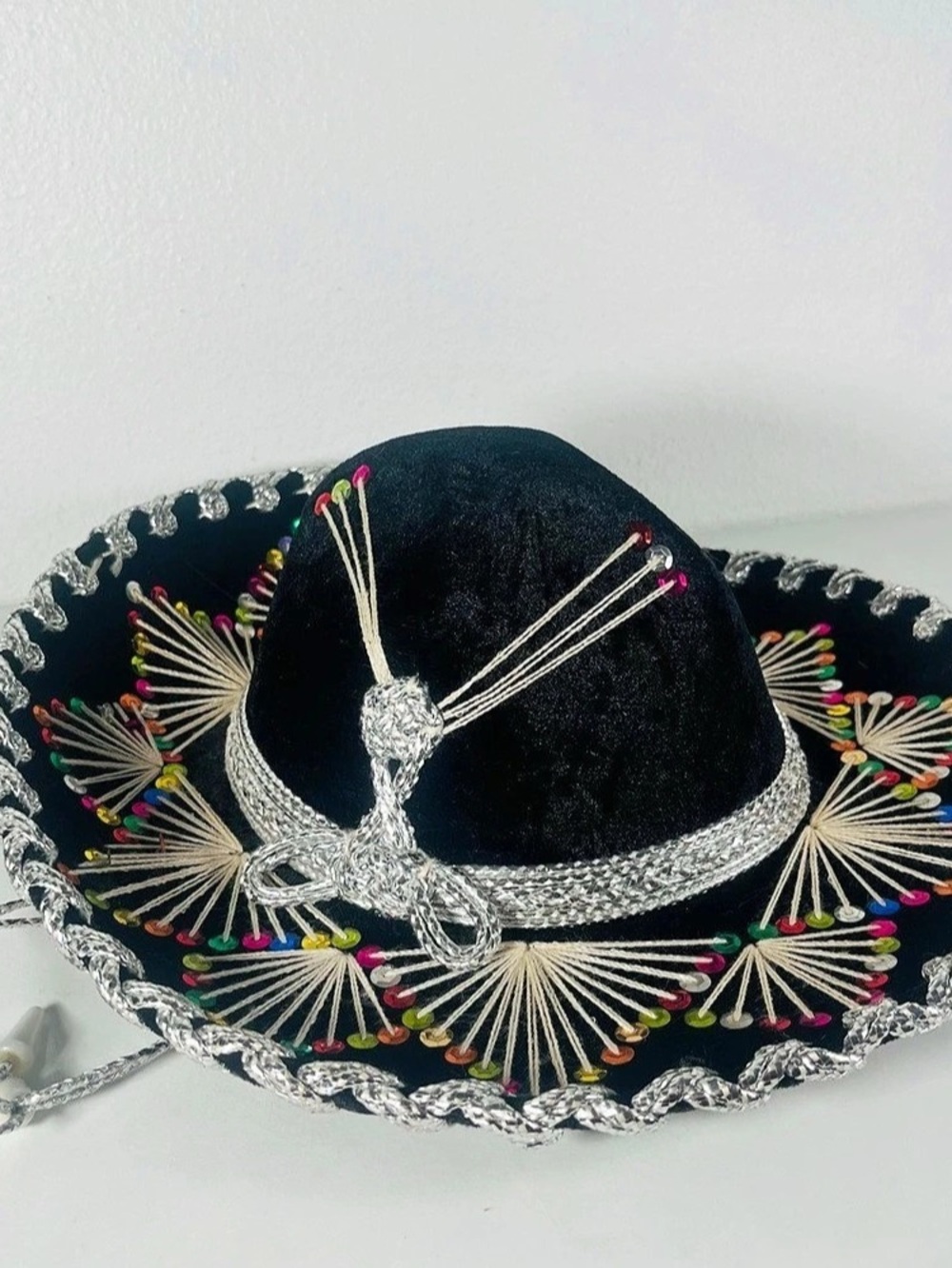 Salazar Yepez Mexican Sombrero Mariachi Black Velour Hat Child Kids Size 19”